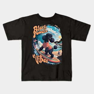 Wave Rider: A Black Poodles Surfing Adventure Kids T-Shirt